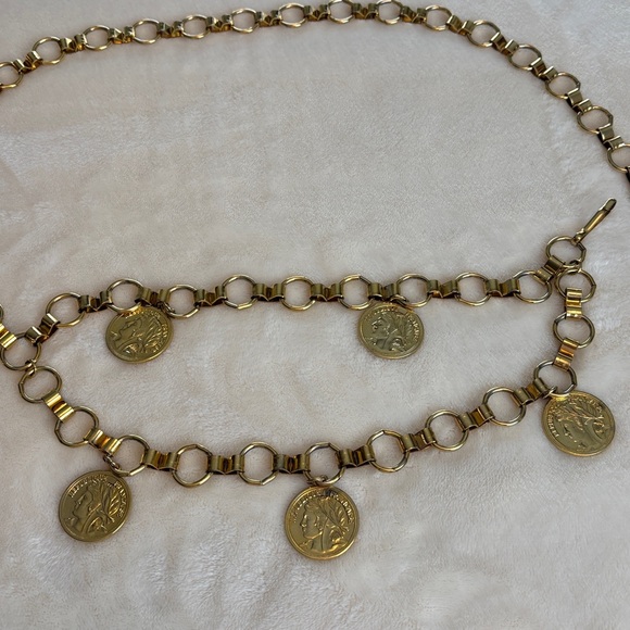 Vintage Gold Coin Chain Belt Republique Francaise - Adjustable - Super Sassy! - Picture 4 of 10